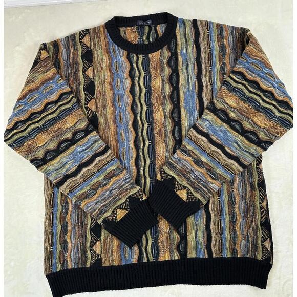 Other - VTG 90s L 3D Marcazzani Italian Textured Knit Sweater Hip Hop Streetwear